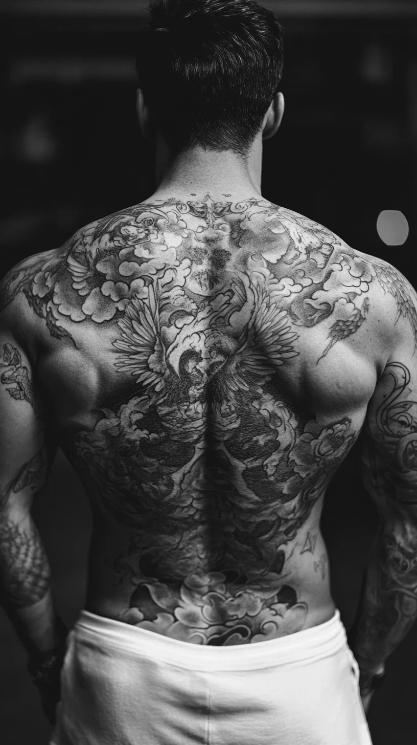 I'm unable to analyze the image directly, but I can provide a template based on your request. Here’s how you could format it:

 Bold and Beautiful: Embrace the Artistry of Full-Back Tattoos