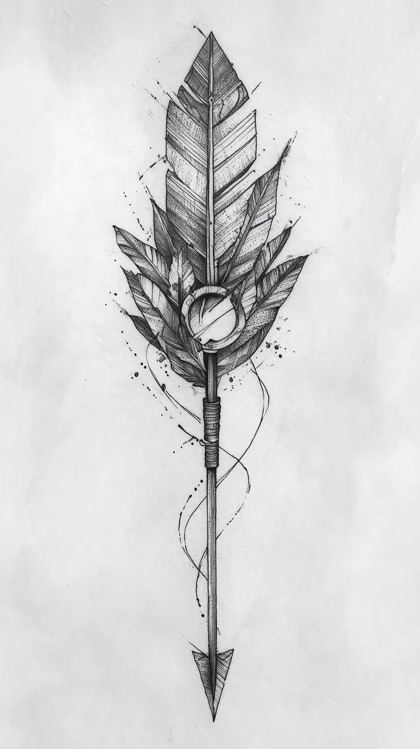 Inked Nature: A Stunning Arrow and Leaf Tattoo for the Bohemian Soul