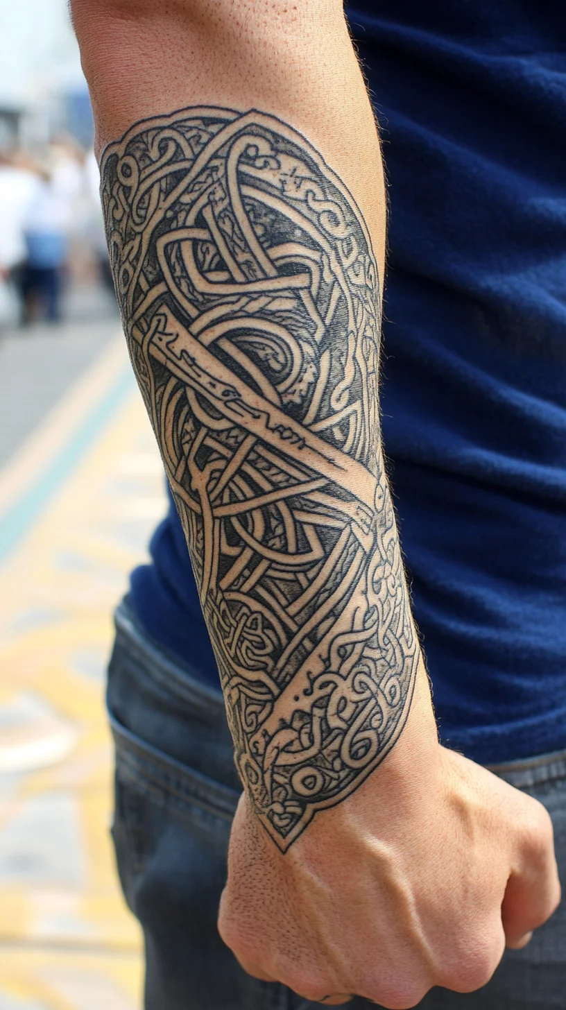 Intricate Sleeve: Embrace the Art of Norse-Inspired Tattoo Designs