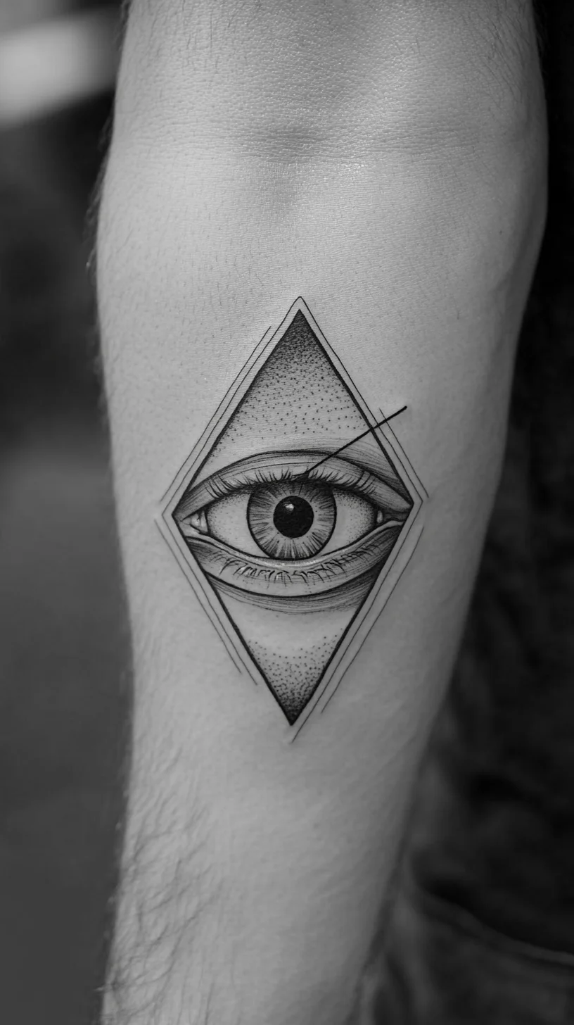 Intriguing Eye Design: A Striking Black and Grey Tattoo for Modern Aesthetics