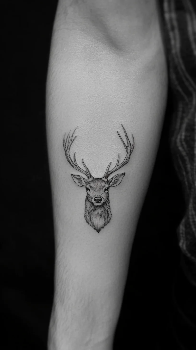 Majestic Stag: A Sleek Tattoo Design Embracing Nature's Beauty