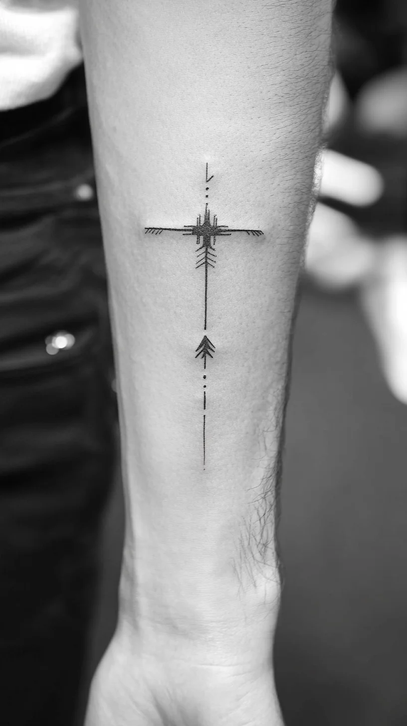 Minimalist Arrow Cross Tattoo: A Subtle Statement of Strength and Faith