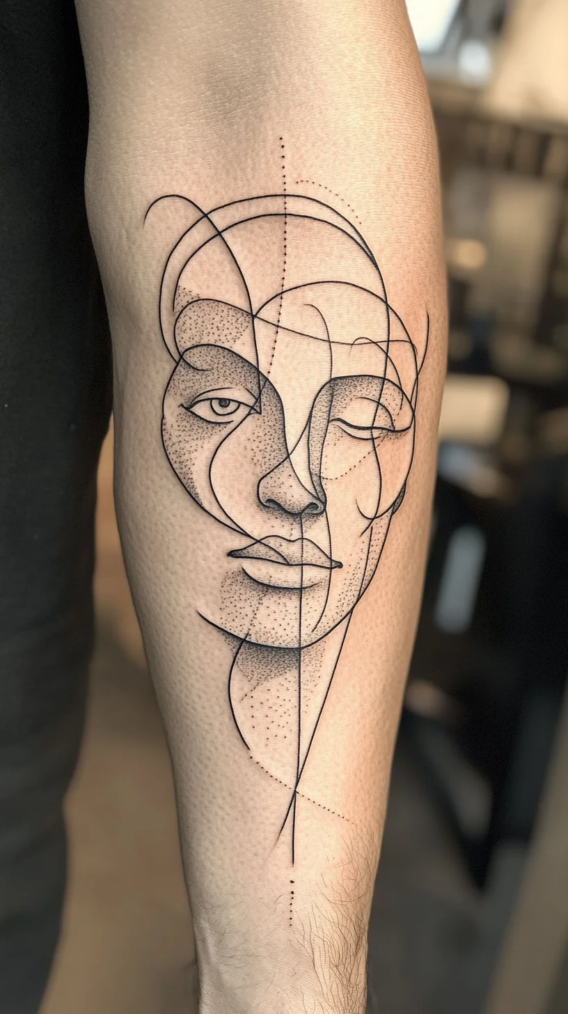 Minimalist Line Art Tattoo: Embrace Elegance with Abstract Faces