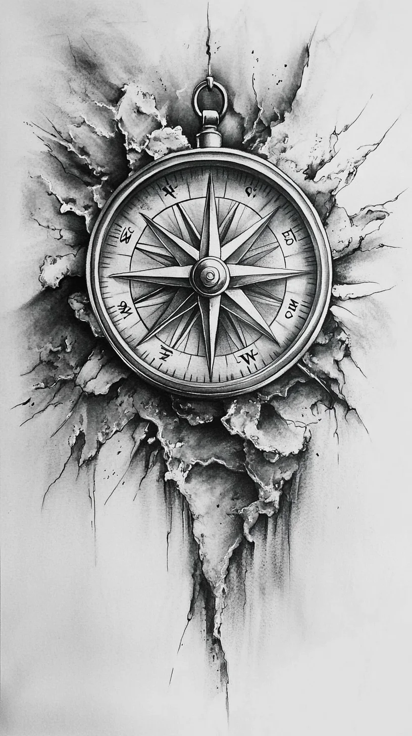 Navigate Life with This Stunning 3D Compass Tattoo Design