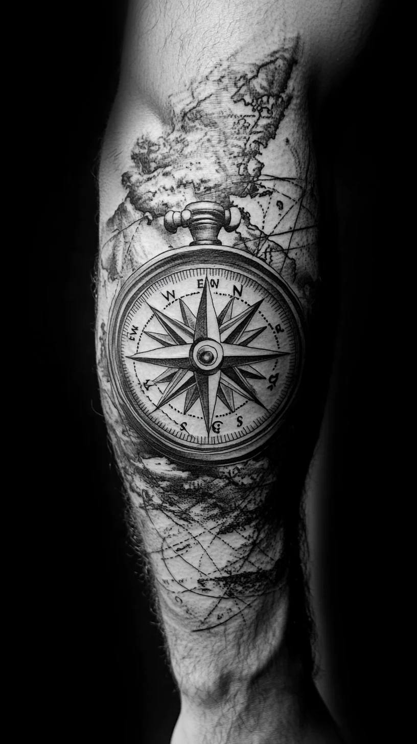 Navigate Your Journey with This Intricate Compass Tattoo Design