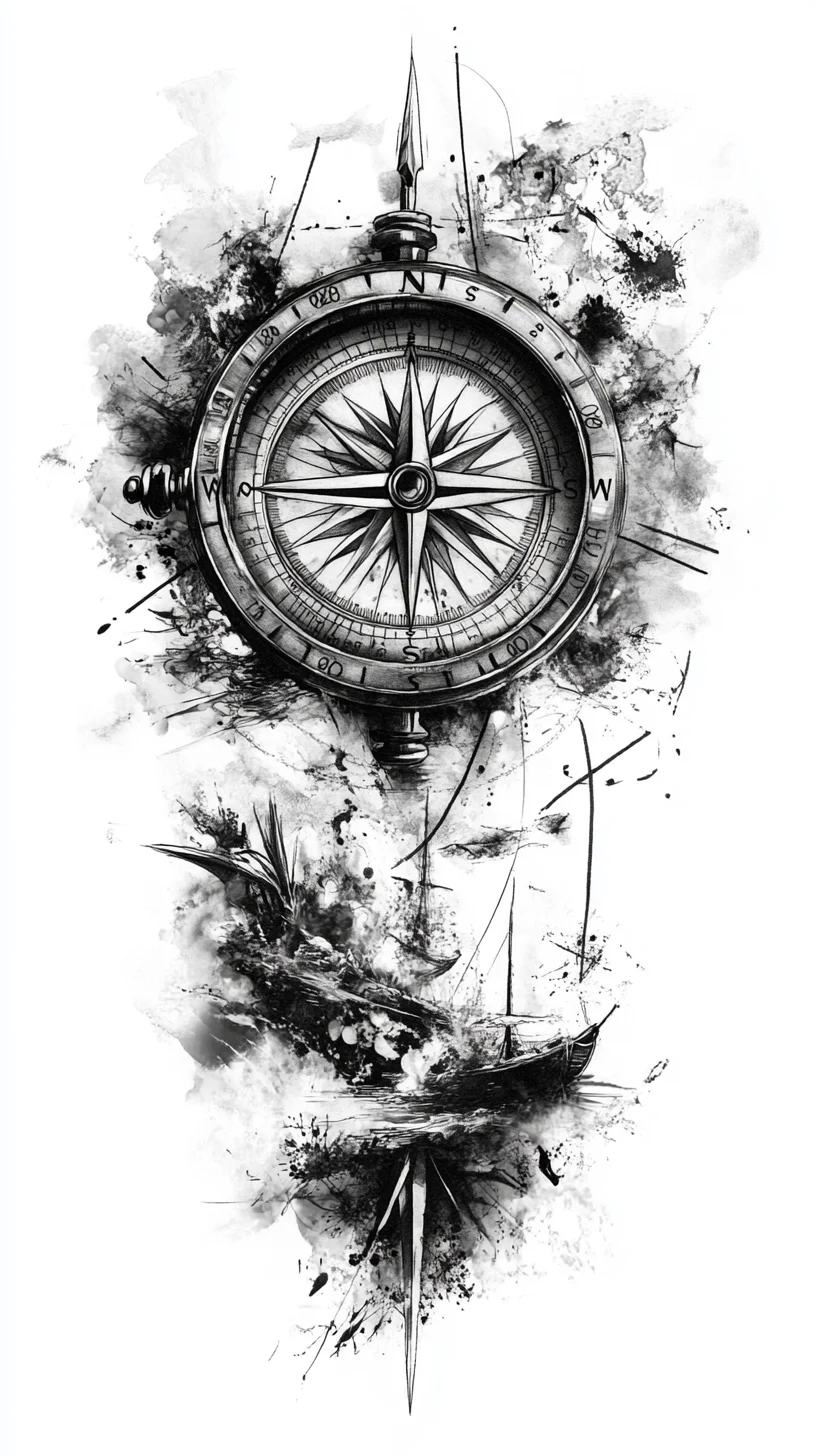 Navigate Your Way with a Stunning Compass-Inspired Tattoo Design