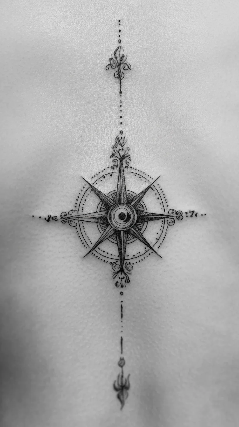 Navigating Life's Journey: Elegant Compass Tattoo Design