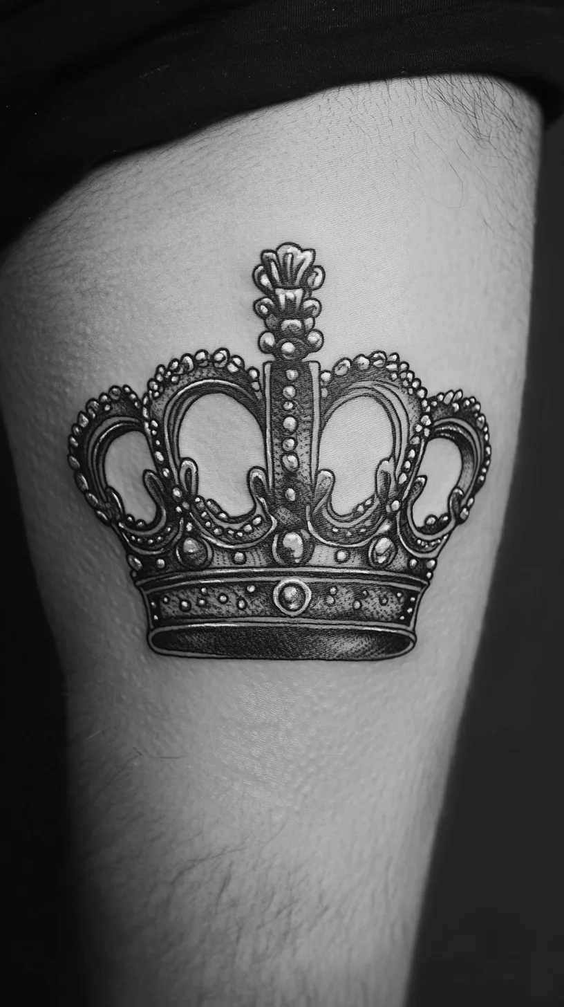 Regal Elegance: A Stunning Crown Tattoo Design for a Noble Statement