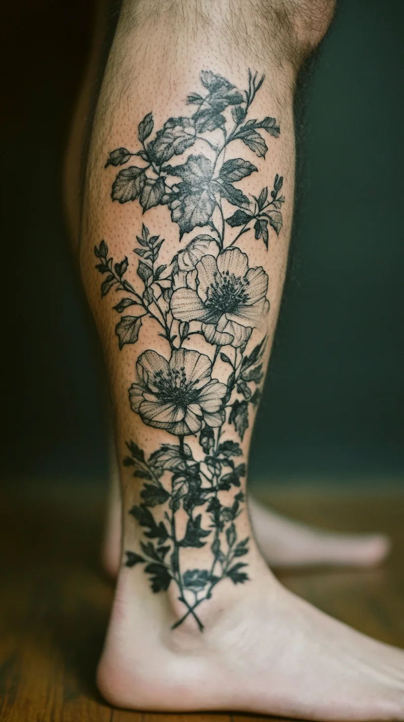 Stunning Floral Leg Tattoo: A Bold Statement of Nature's Beauty