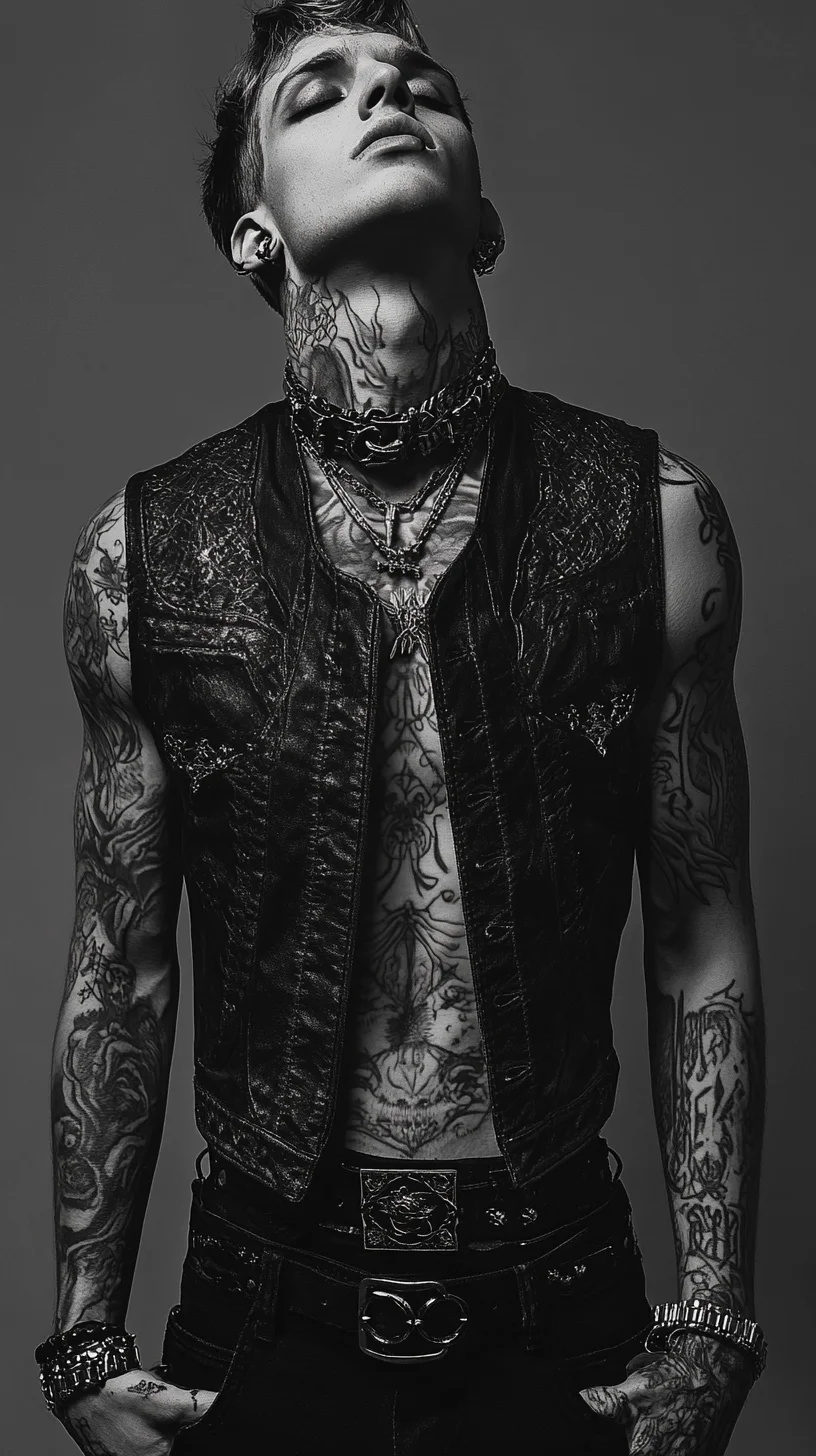 Sure! Here’s how the content could be structured:

 Edgy Elegance: Rocking the Bold Tattoo and Leather Look