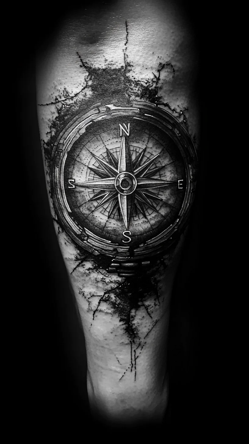 Timeless Compass Tattoo: A Navigational Tribute to Adventure and Direction