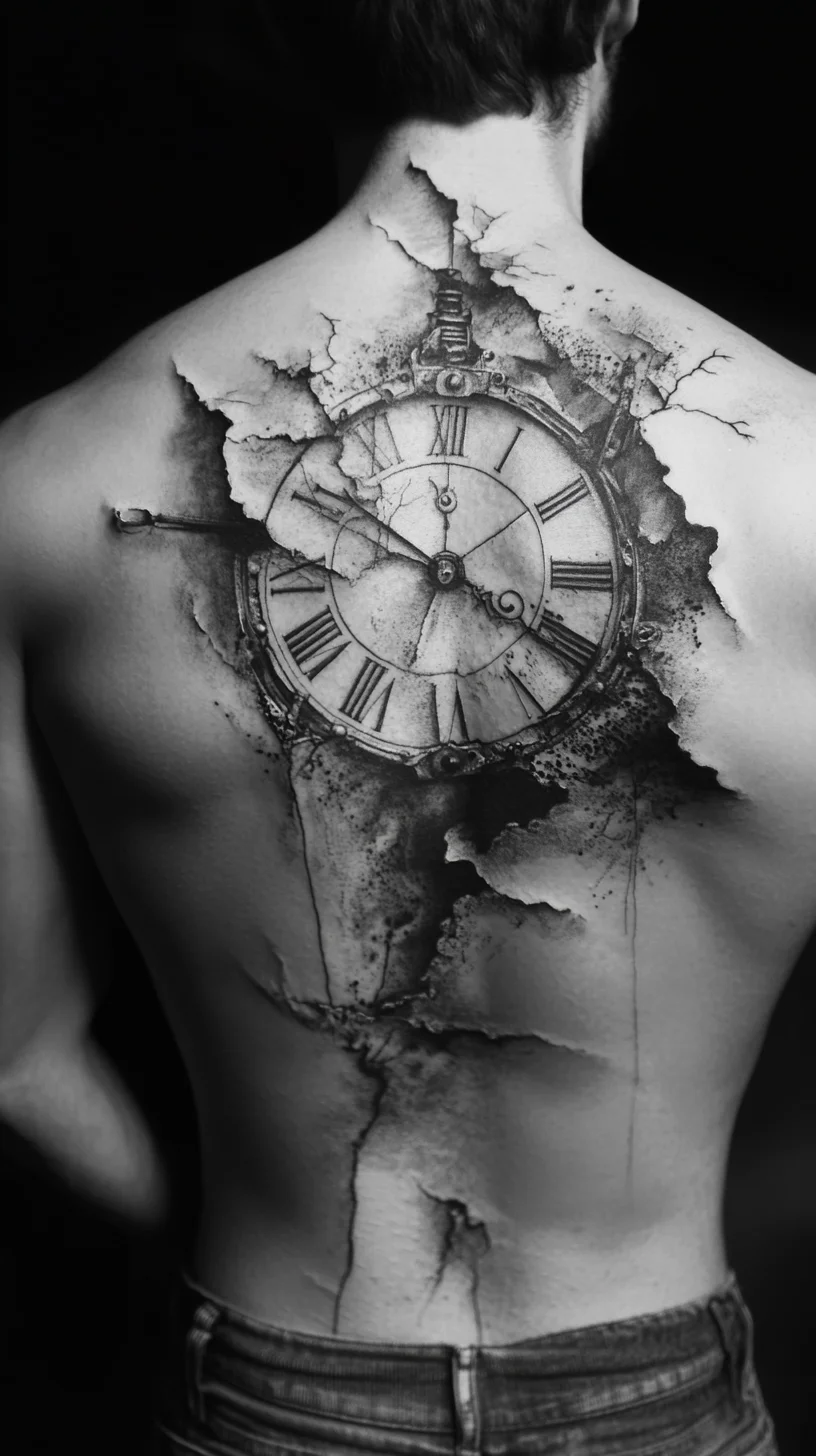 Timeless Elegance: Stunning 3D Clock Tattoo Design for a Bold Statement