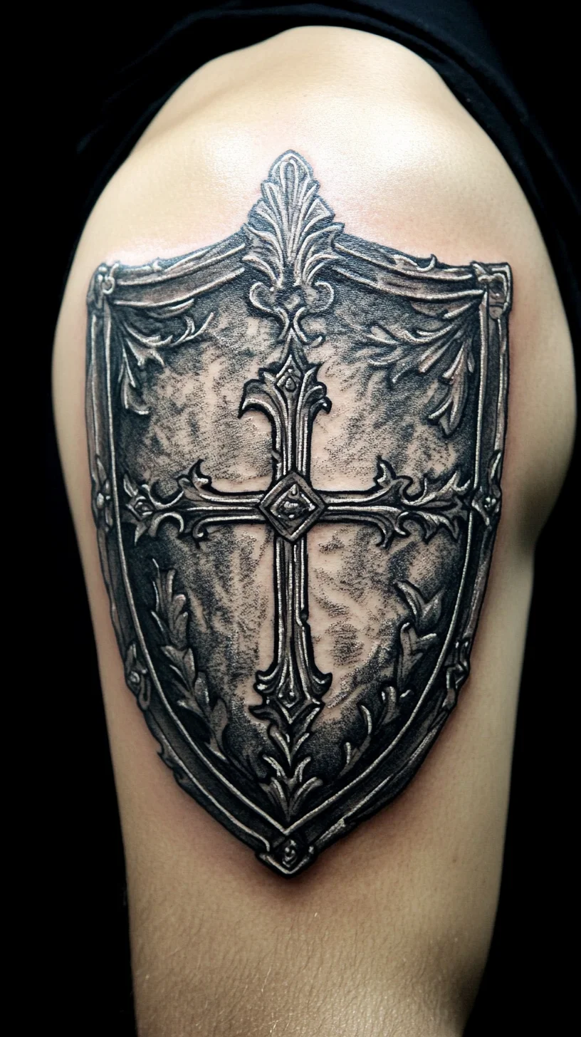 Timeless Elegance: The Classic Shield Tattoo with Intricate Design Details