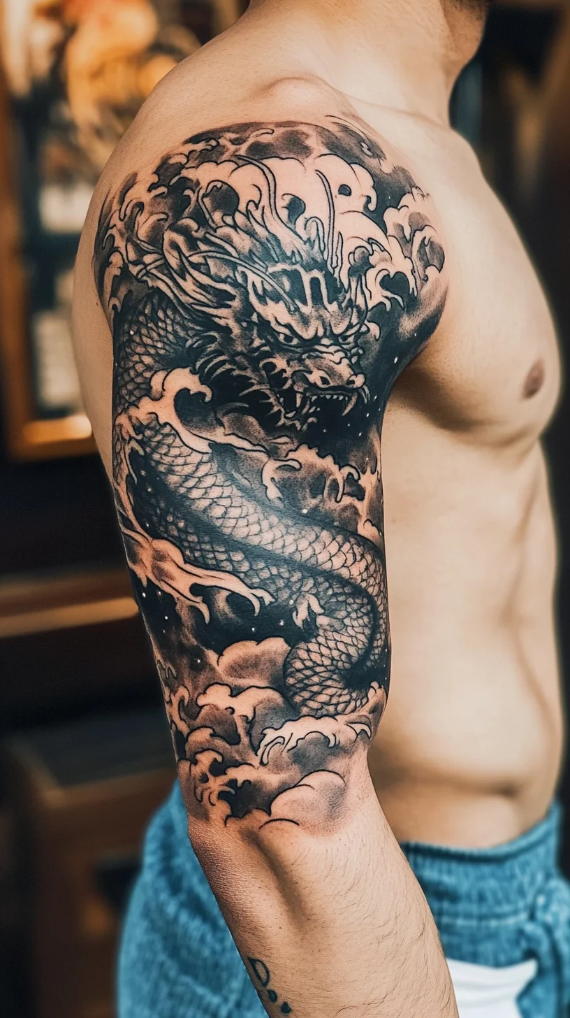 Unleash Power with a Fierce Dragon Sleeve Tattoo Design