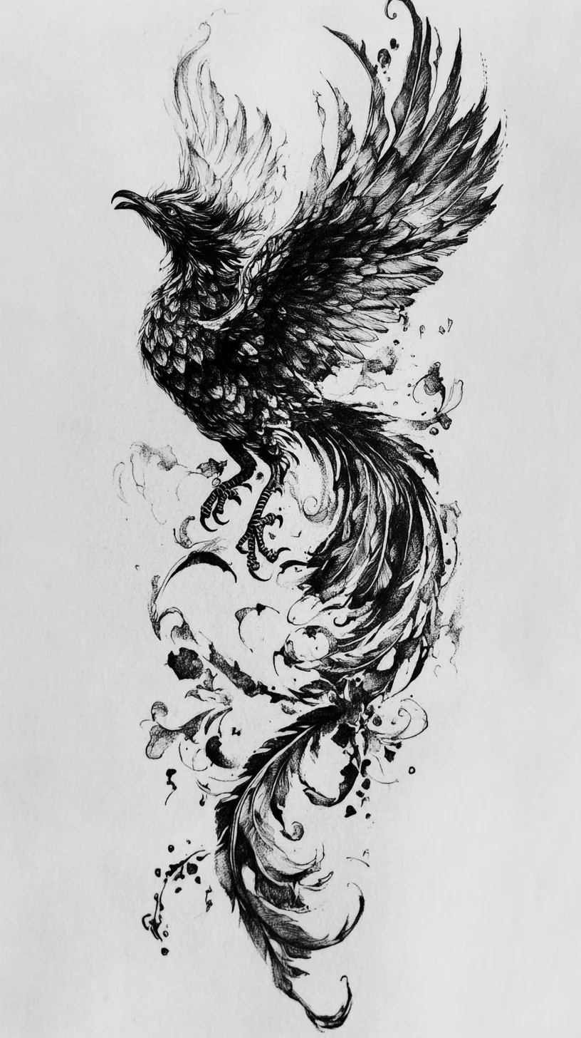 Unleash Your Inner Phoenix: A Stunning Black Feather Tattoo Design