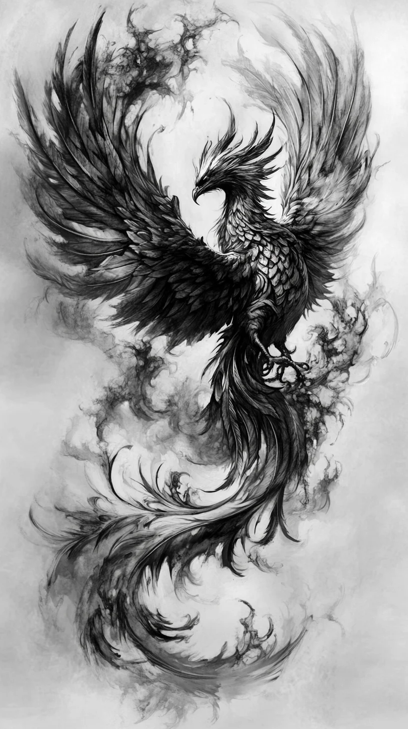 Unleash Your Inner Phoenix: Bold Black Feathered Tattoo Art for the Fearless