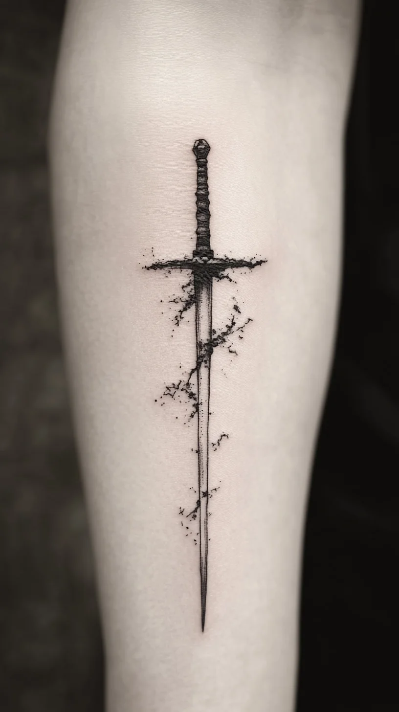 Unleash Your Inner Warrior with a Striking Black Sword Tattoo Design