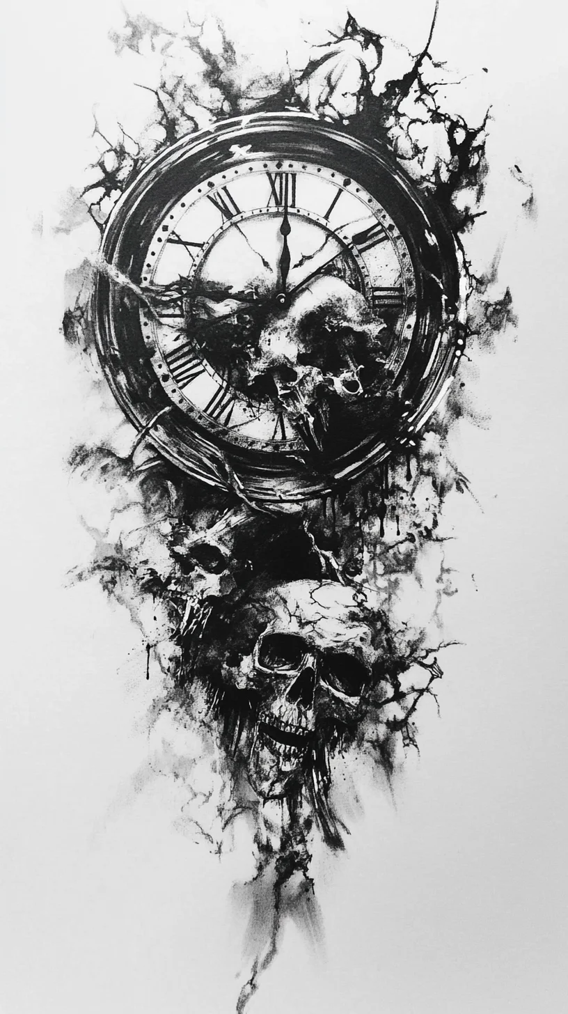 Unleashing Dark Elegance: The Timeless Skulled Clock Tattoo