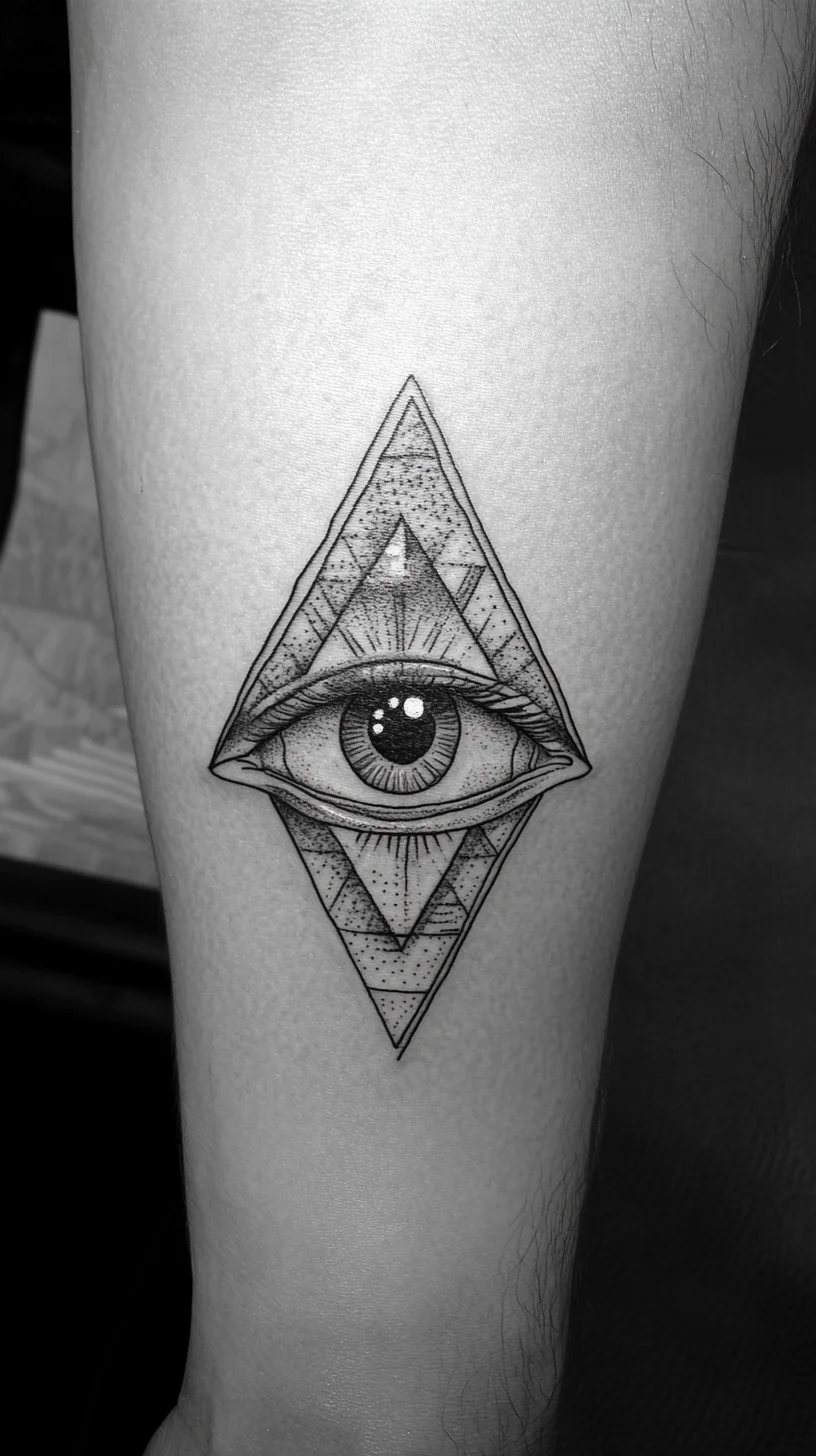 Unlock the Mystery: Stunning Geometric Eye Tattoo for a Bold Statement