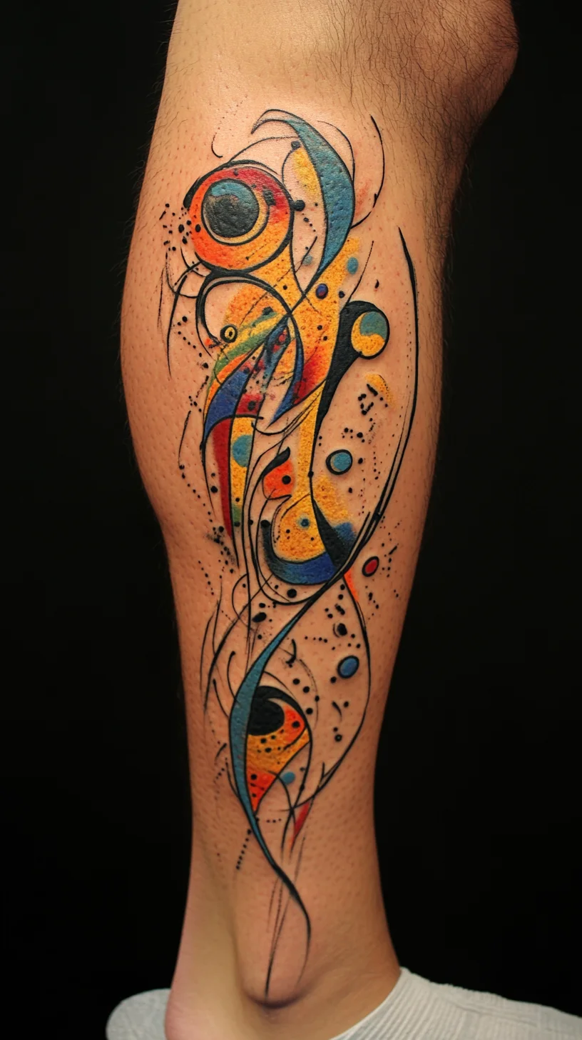 Vibrant Abstract Art: A Dynamic Tattoo that Dances on Your Skin