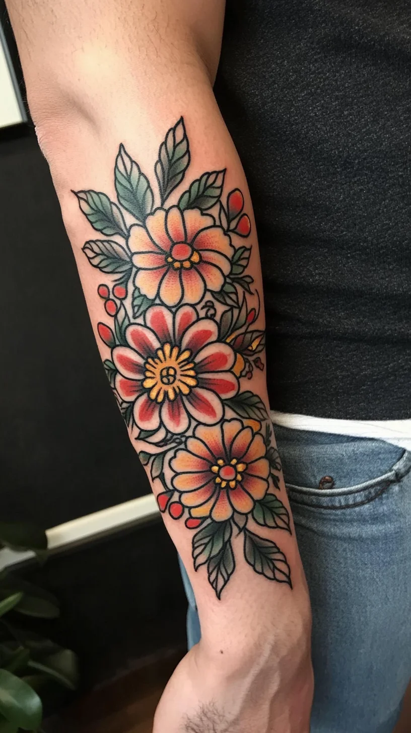 Vibrant Floral Tattoo: A Bold Expression of Nature's Beauty