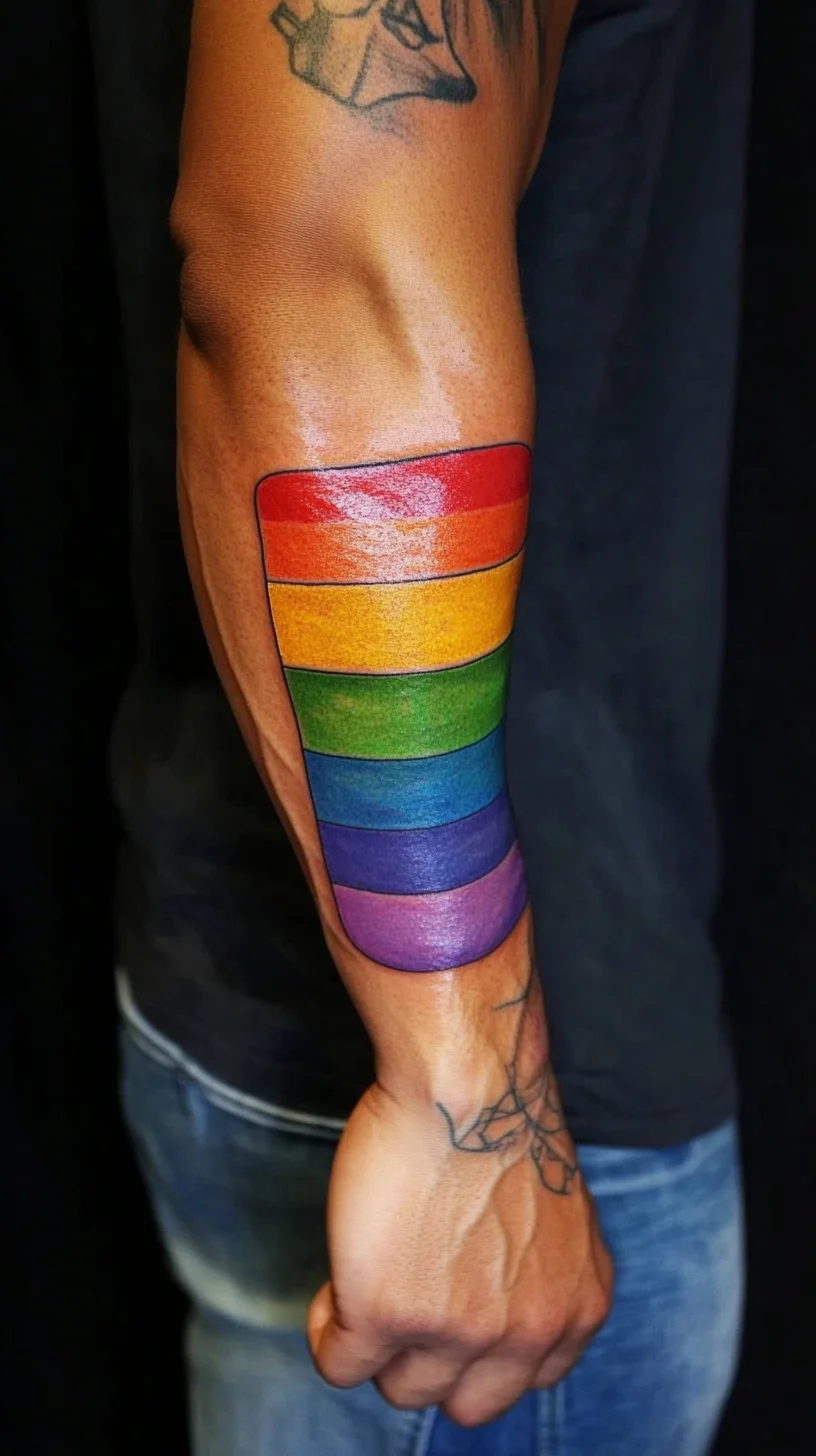 Vibrant Pride: A Bold Rainbow Stripe Tattoo for Self-Expression