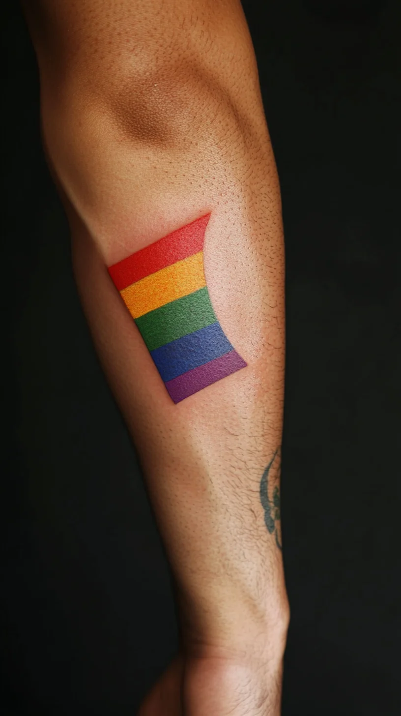 Vibrant Pride Ink: Celebrate Identity with a Bold Rainbow Flag Tattoo